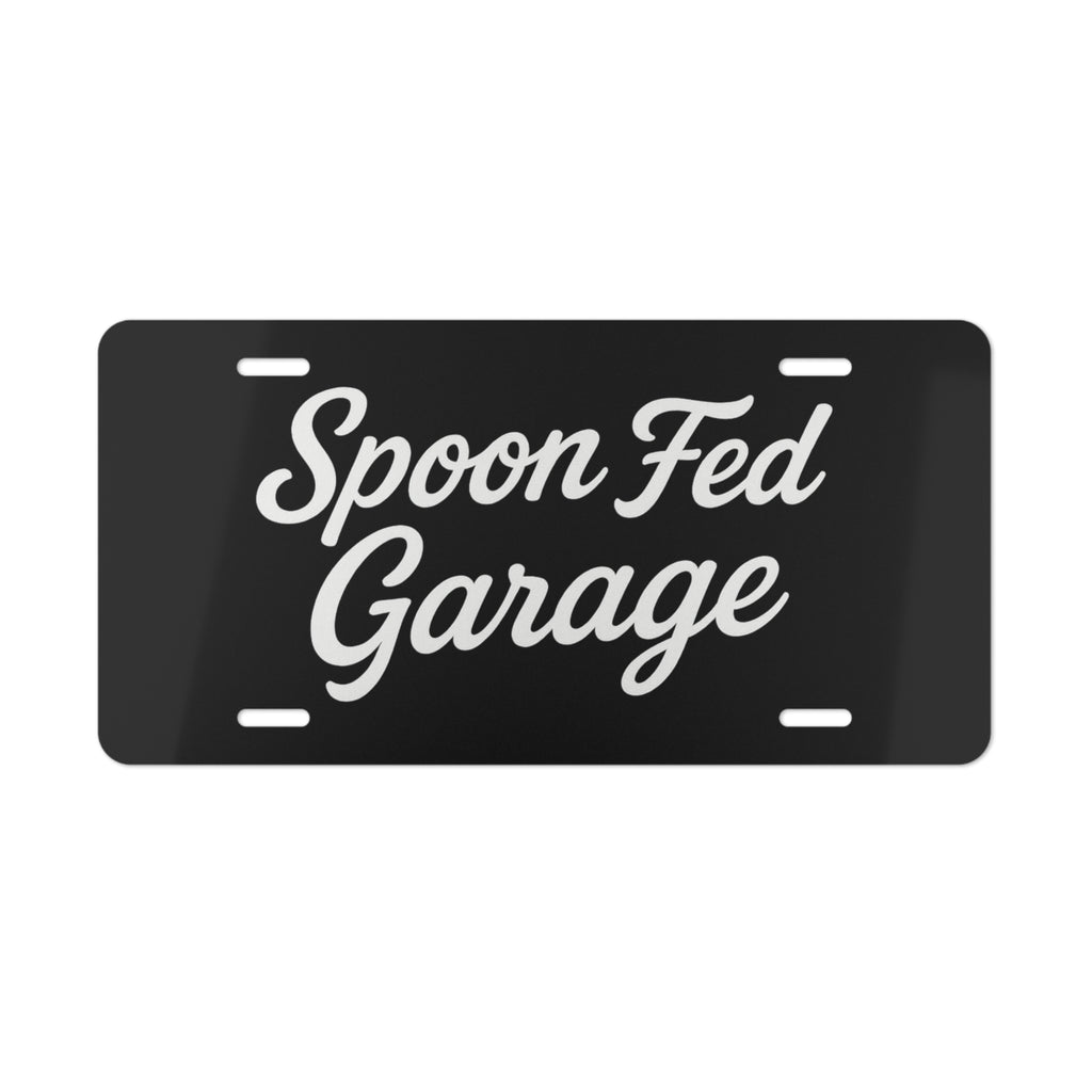 Vanity License Plate – 'Spoon Fed Garage' Custom Decorative Plate for Car & Wall Display