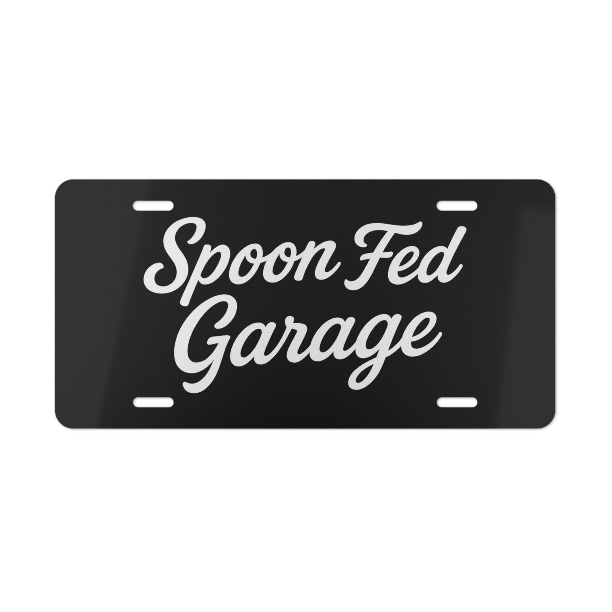 Vanity License Plate – 'Spoon Fed Garage' Custom Decorative Plate for Car & Wall Display